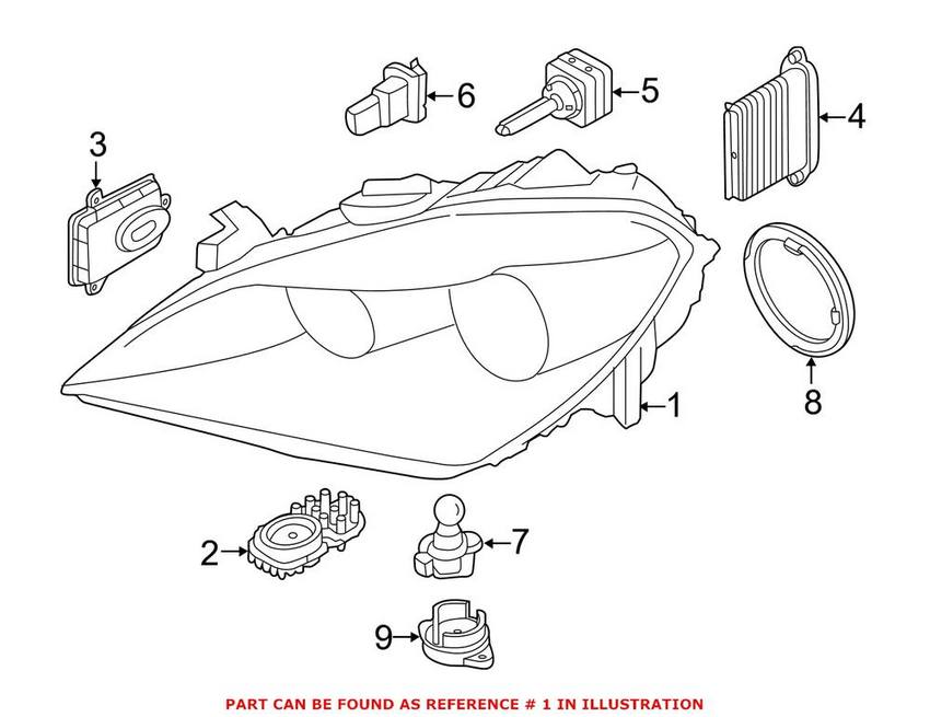 BMW Headlight Assembly - Driver Side (Xenon) 63117272017